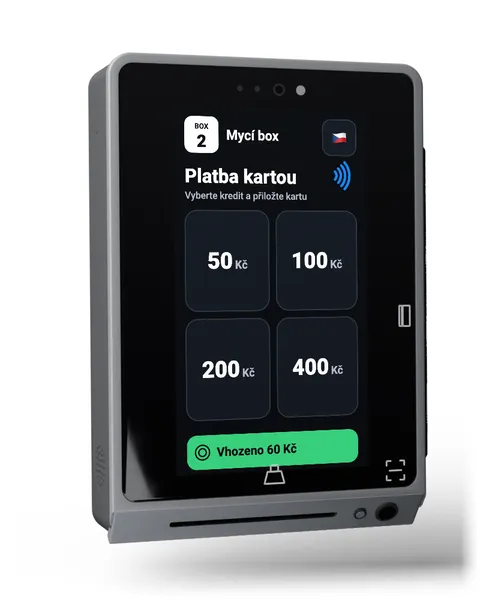 Terminál ukazuje vhozené mince 60 Kč